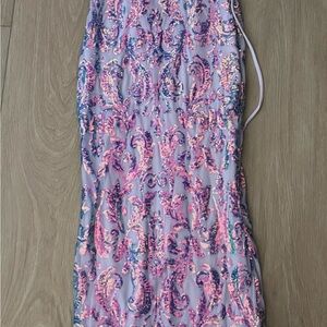 Pink and Blue Sequin Dress